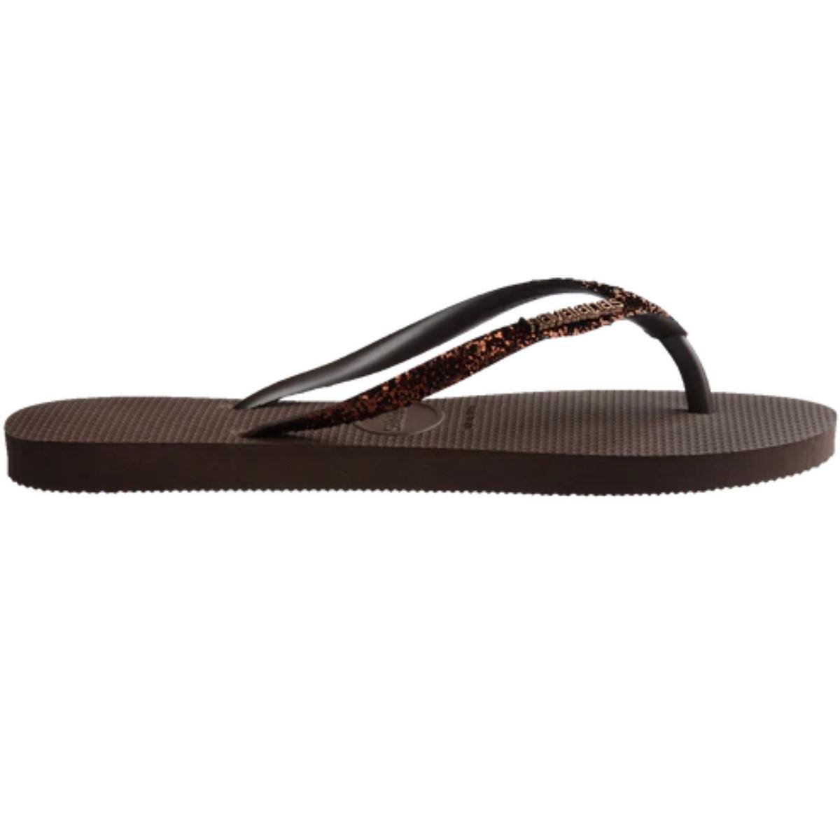 Chinelo Havaianas Slim Glitter II Feminino - Marrom Marrom 3