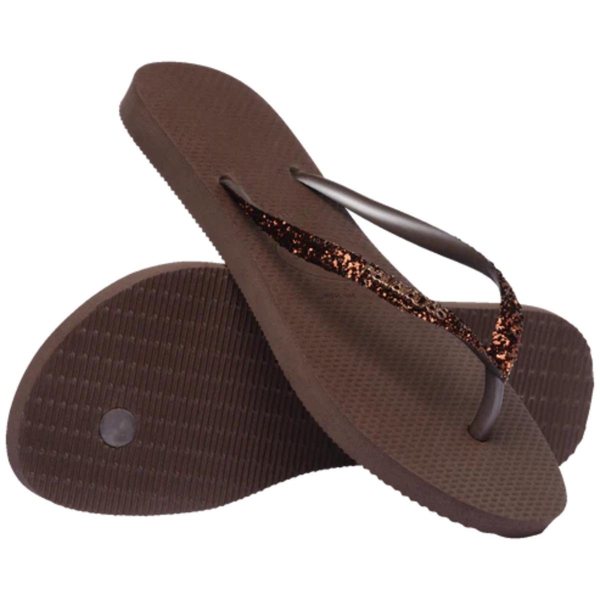 Chinelo Havaianas Slim Glitter II Feminino - Marrom Marrom 4