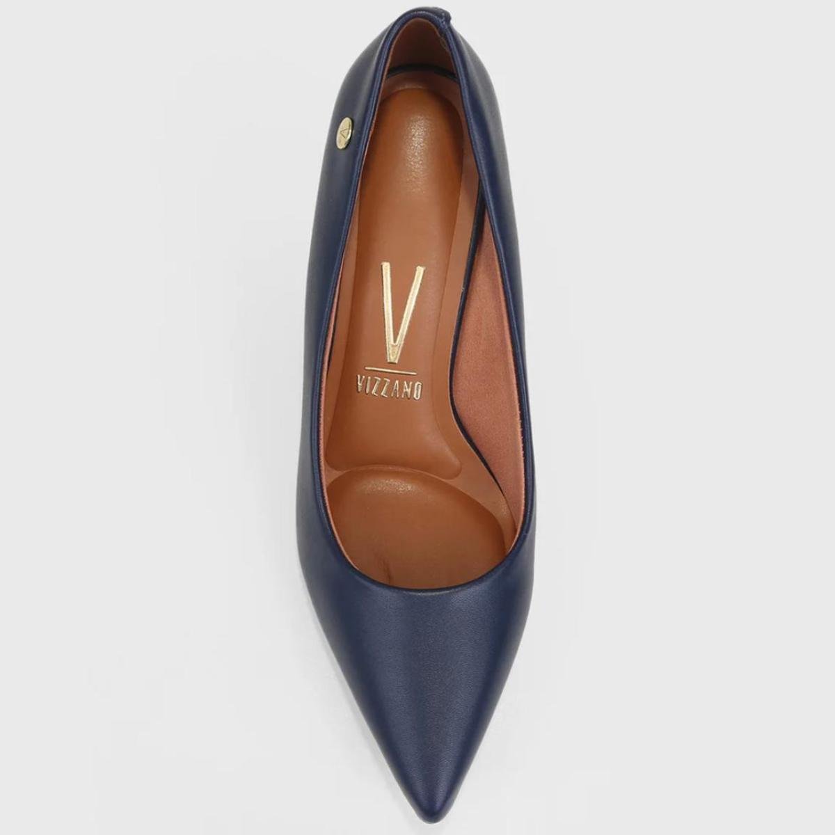 Scarpin Vizzano Salto Médio Bico Fino - Marinho Azul Marinho 3
