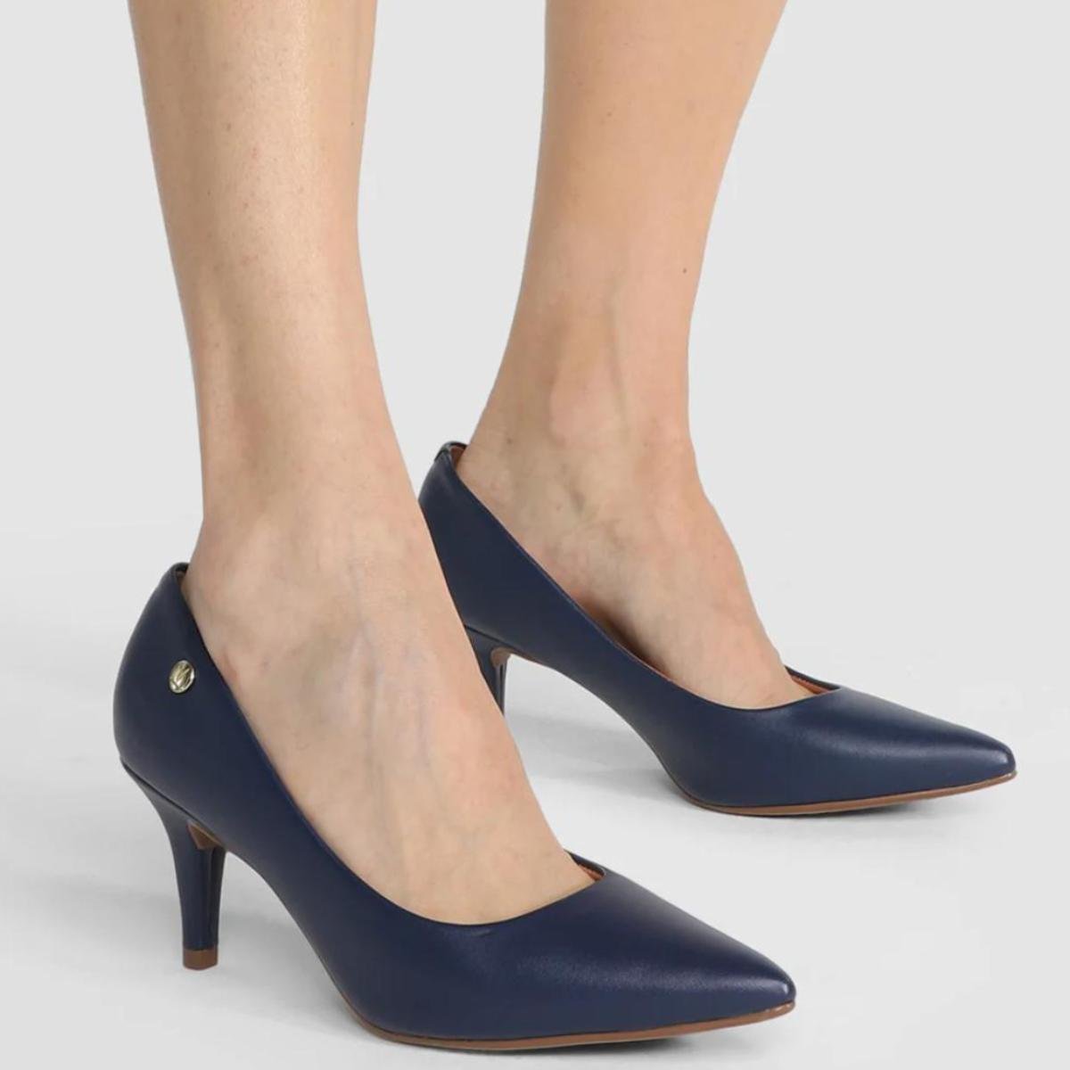 Scarpin Vizzano Salto Médio Bico Fino - Marinho Azul Marinho 6