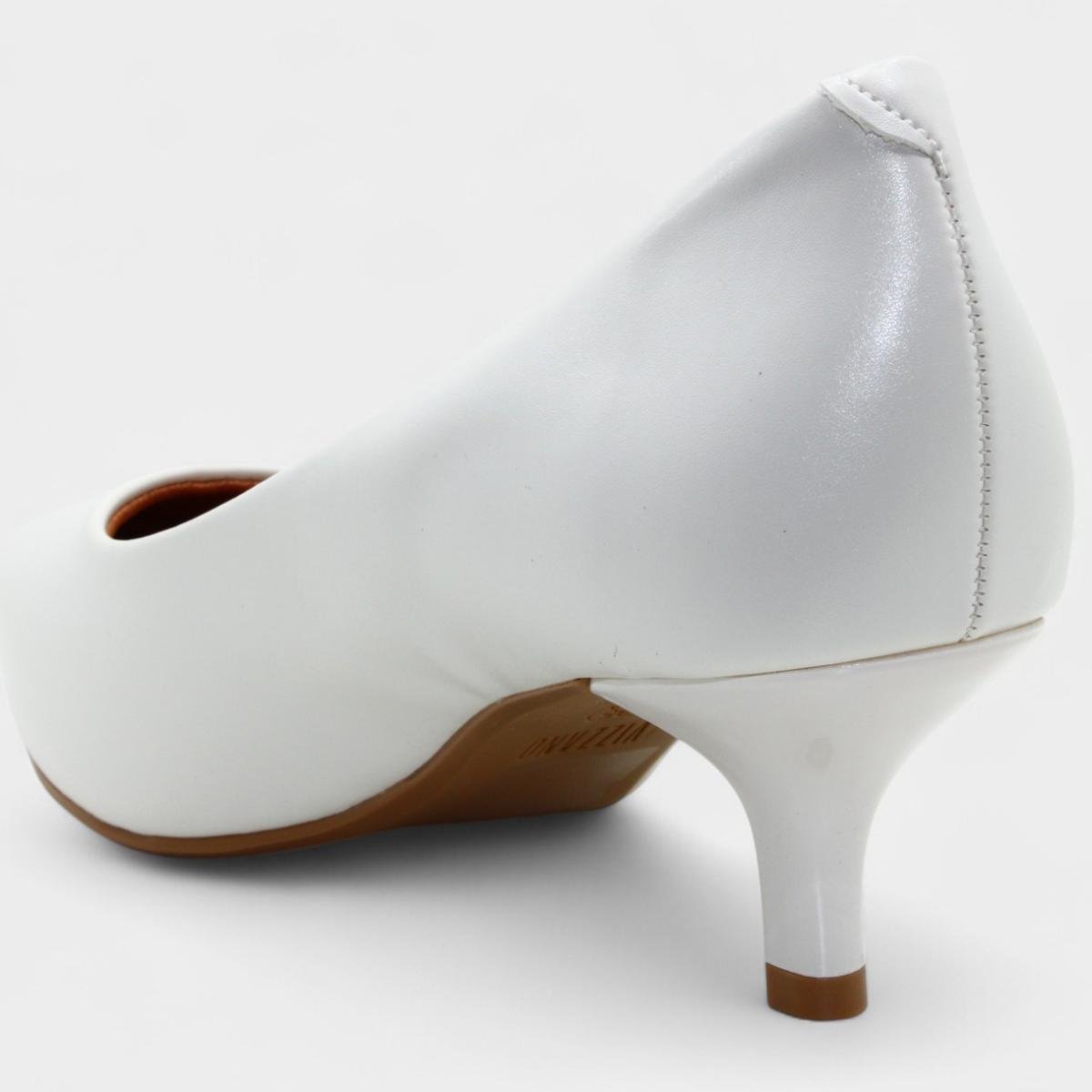 Scarpin Vizzano Salto Baixo Básico Bico Fino Feminino - Off White Off White 4