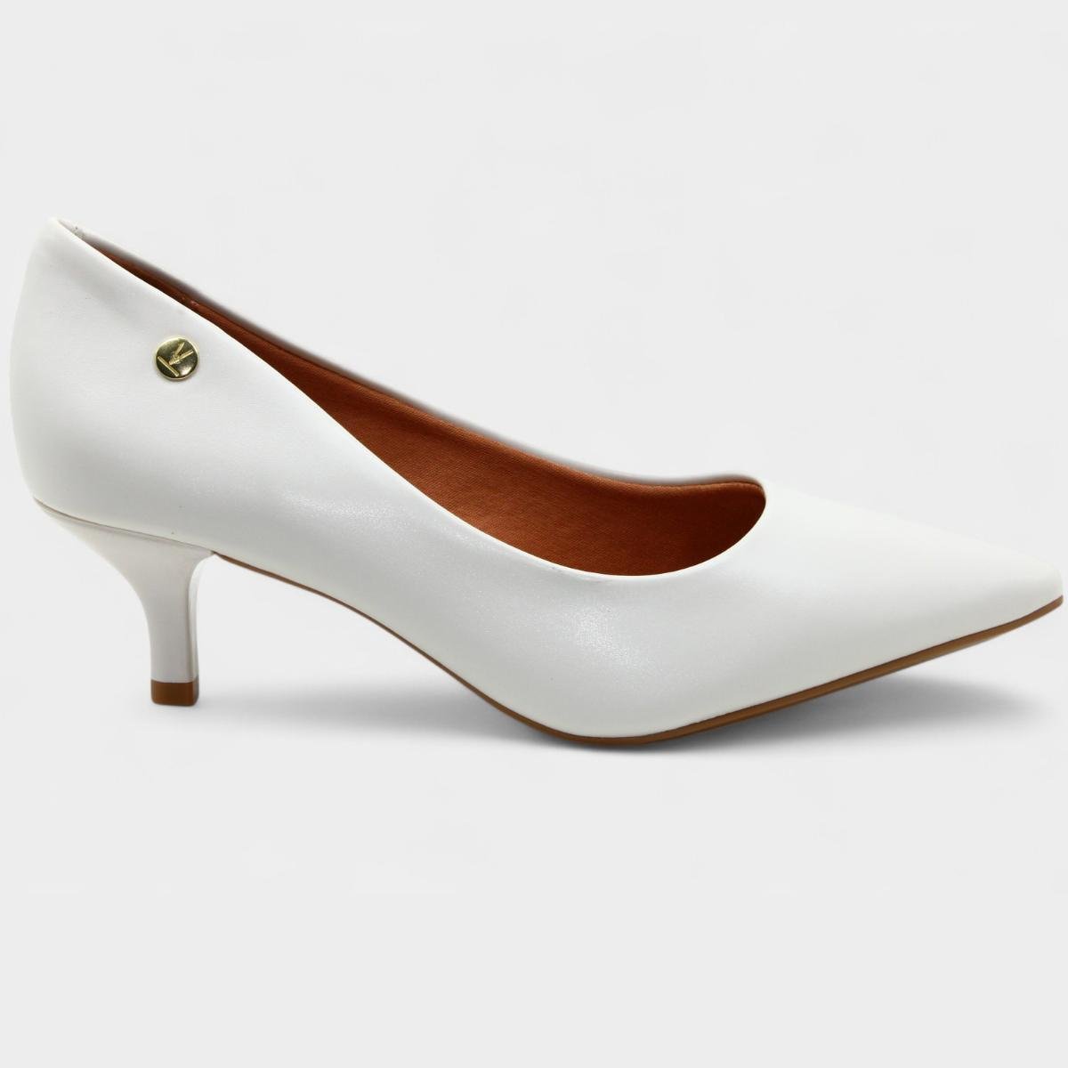 Scarpin Vizzano Salto Baixo Básico Bico Fino Feminino - Off White Off White 2