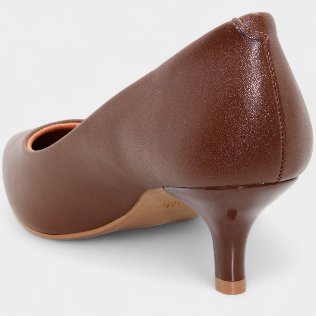Scarpin Vizzano Salto Baixo Básico Bico Fino Feminino - Marrom Escuro Marrom Escuro 4