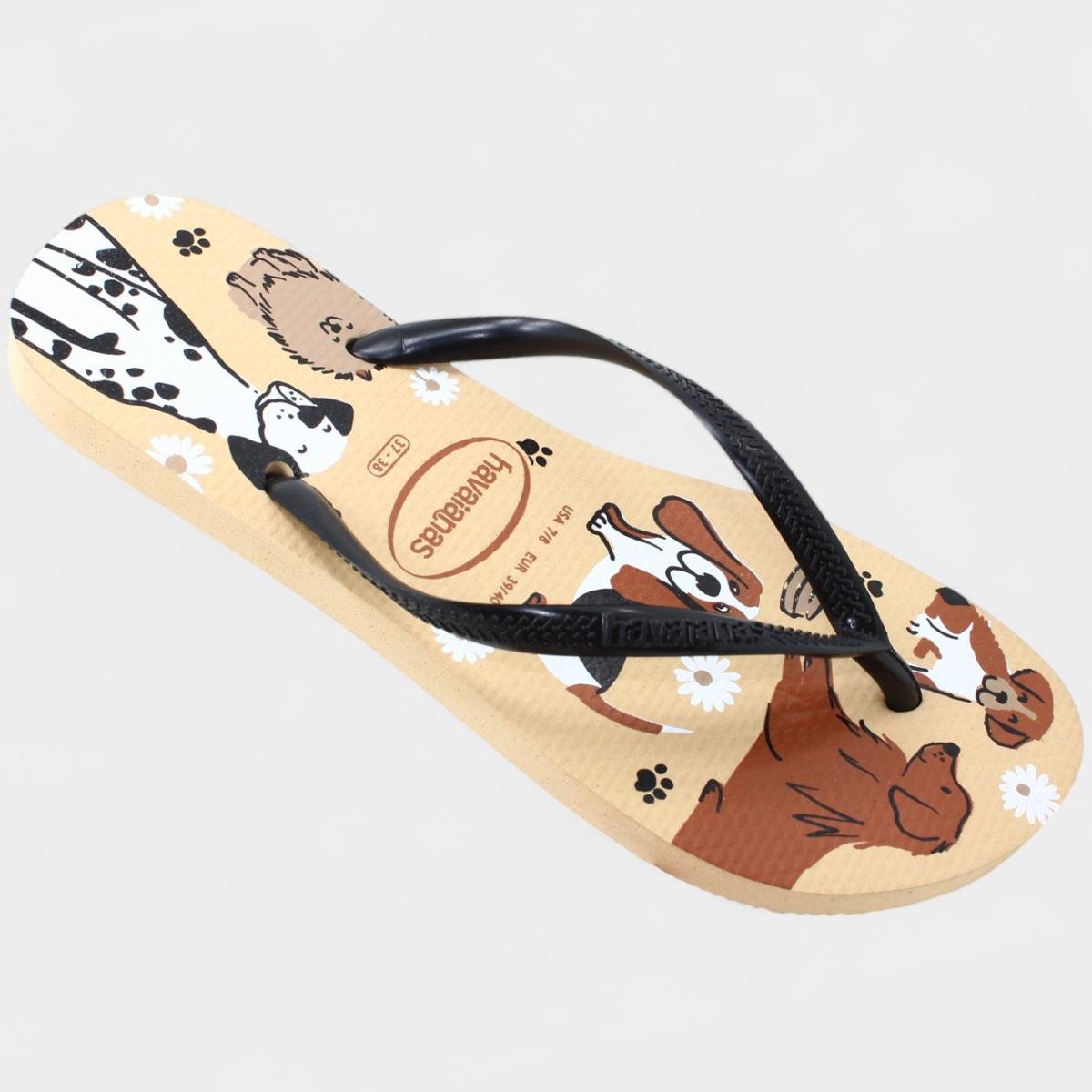 Chinelo Havaianas Slim Pets Feminino - Preto e Bege Preto/Bege 2