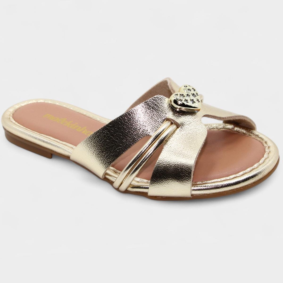 Rasteira Infantil Molekinha Detalhe Menina - Dourado