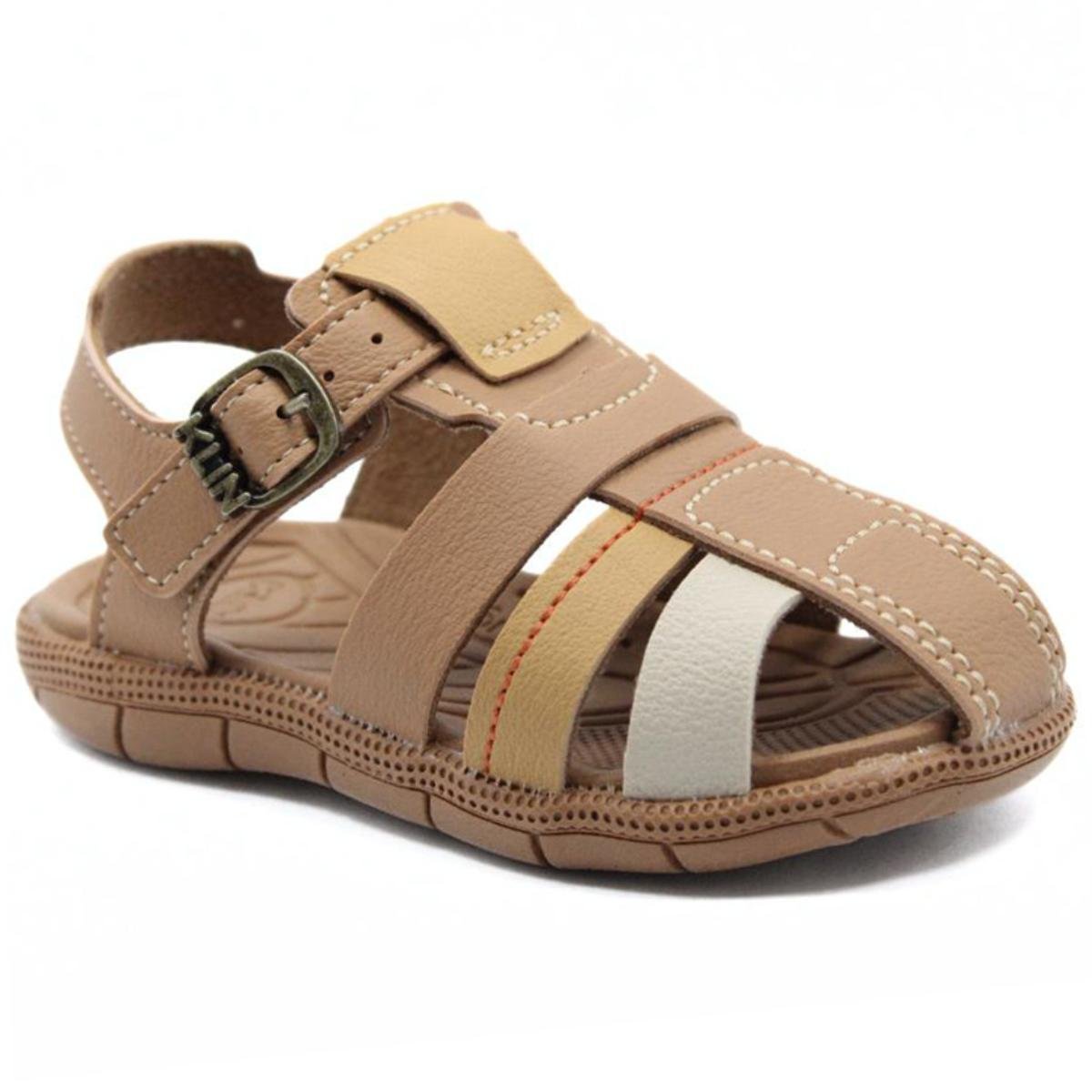 Sandália Infantil Klin Tic Tac Casual Baby - Marrom Claro