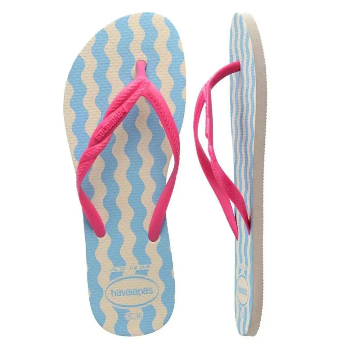 Chinelo Havaianas Fantasia II Feminino - Bege e Azul Bege/Azul 5