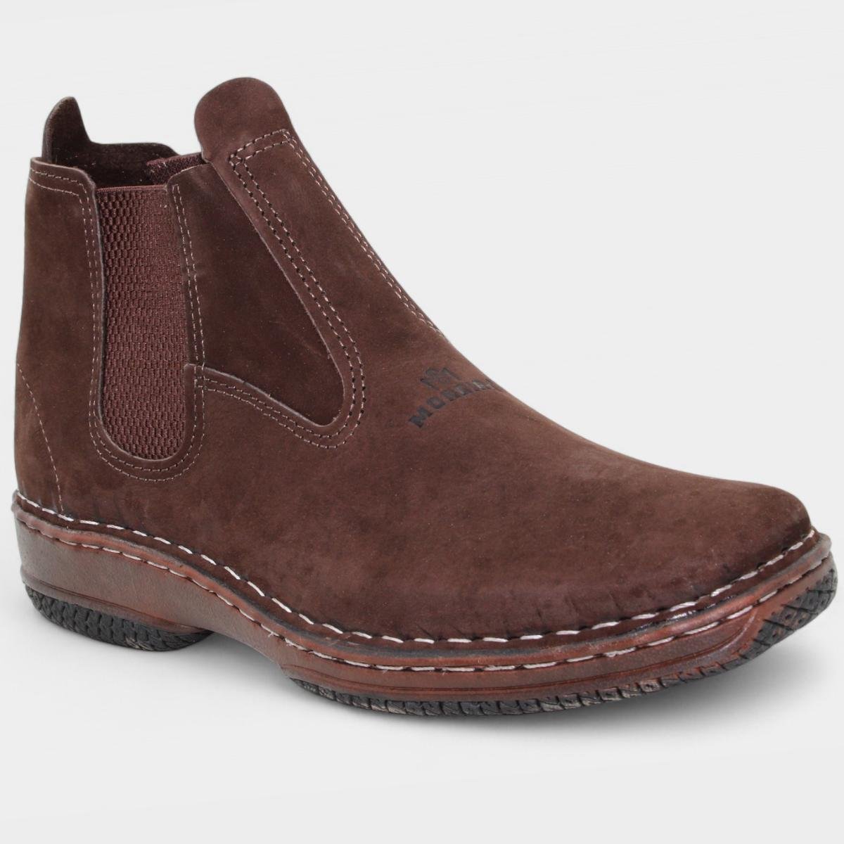 Botina Couro Moreira Espiguete Masculina - Marrom
