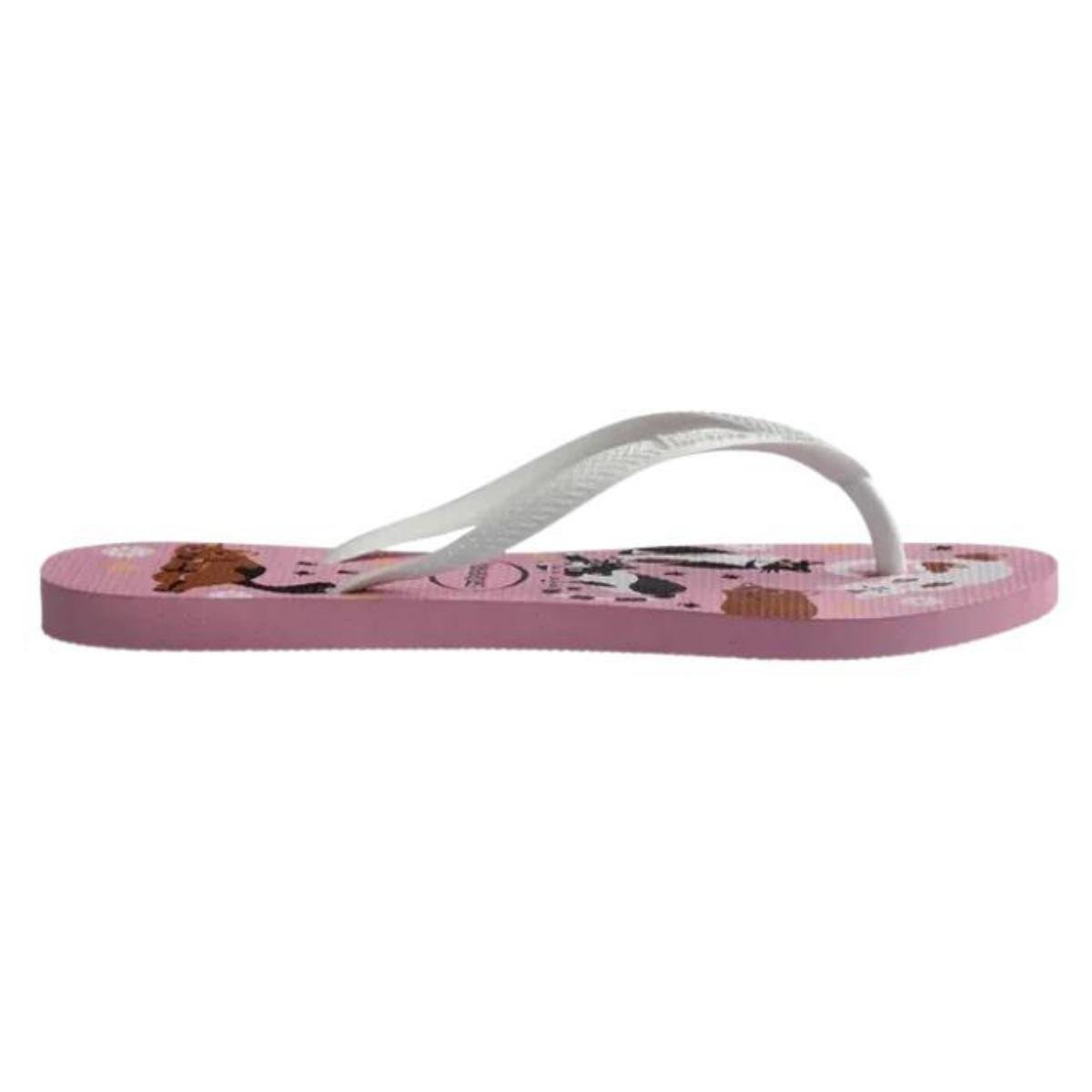 Chinelo Infantil Havaianas Slim Pets Menina - Rosa e Branco Rosa/Branco 3