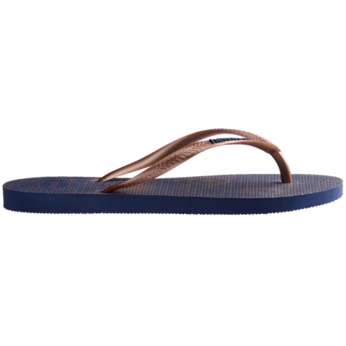 Chinelo Havaianas Slim Nautical Feminino - Azul e Dourado Azul/Dourado 3