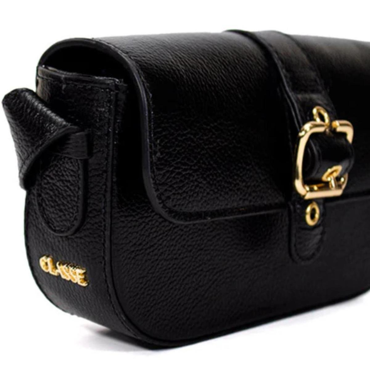 Bolsa Classe Couro Legítimo Bag Clara Feminina - Preto Preto 4