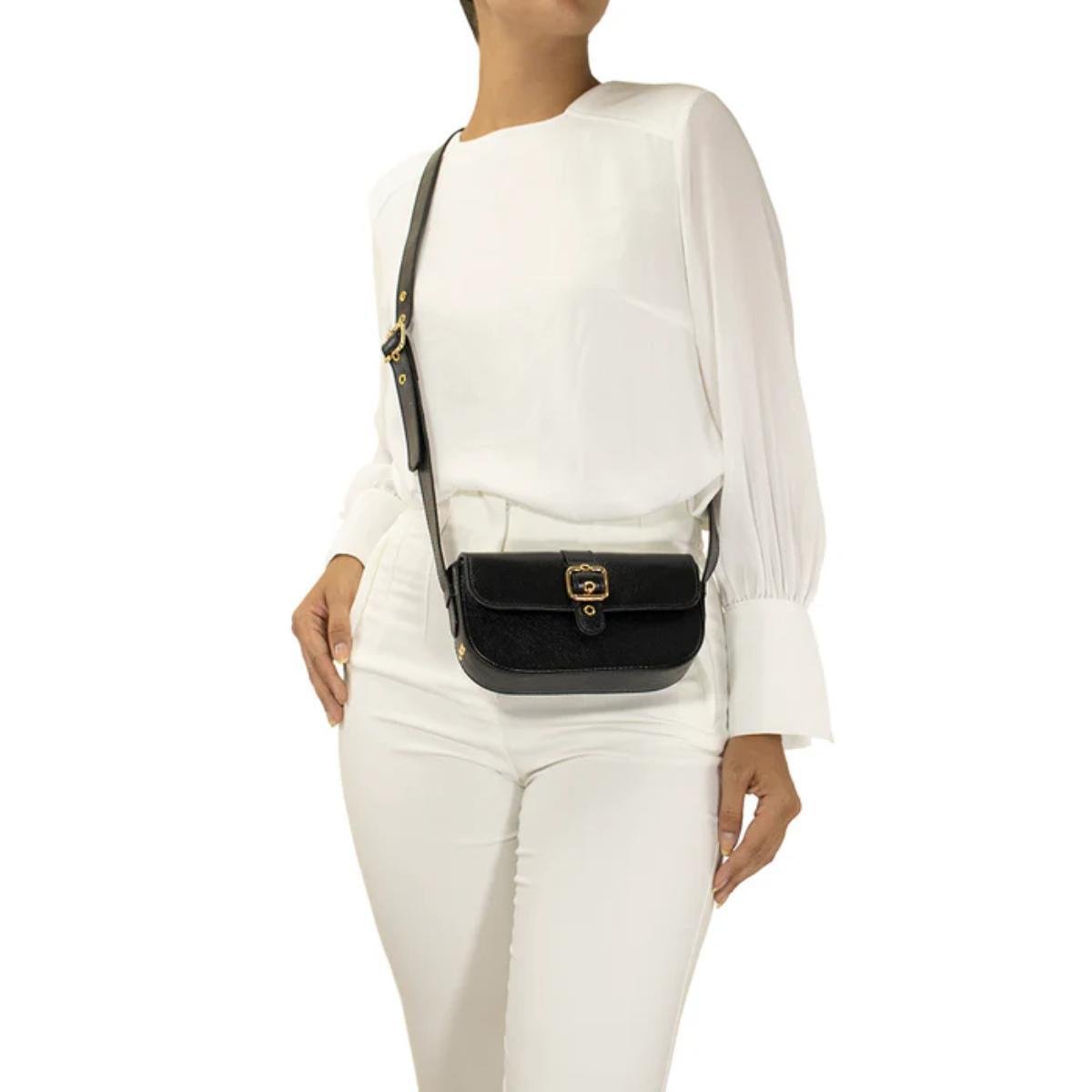 Bolsa Classe Couro Legítimo Bag Clara Feminina - Preto Preto 6