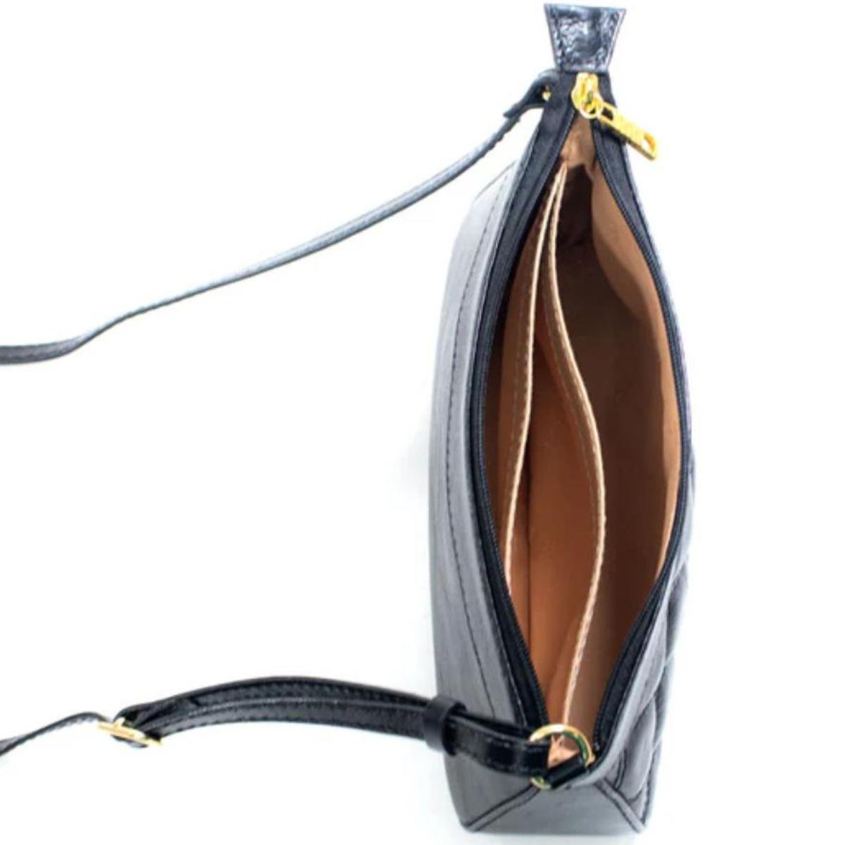 Bolsa Crossbody Classe Couro Legítimo Casual Maia Feminina - Preto Preto 4