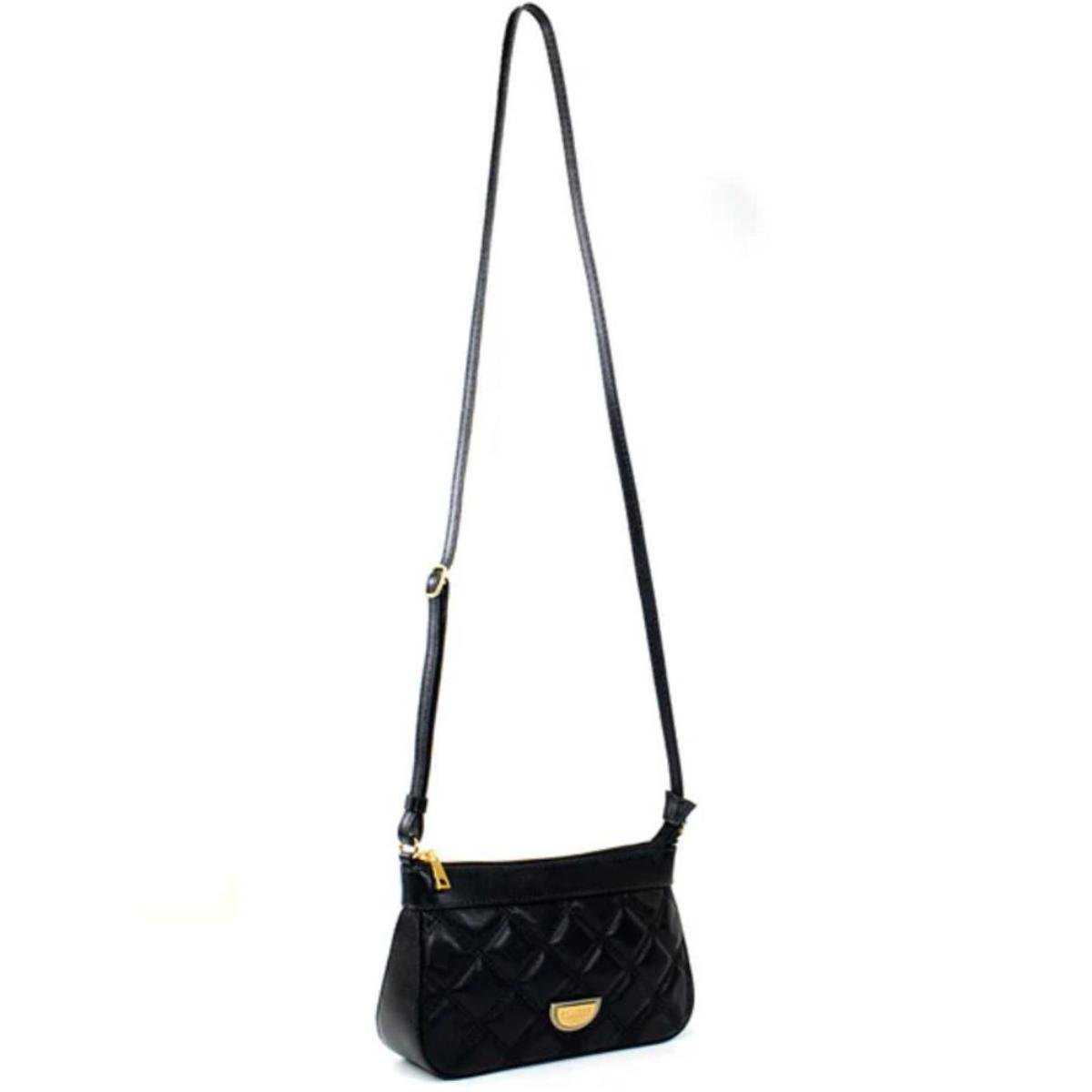 Bolsa Crossbody Classe Couro Legítimo Casual Maia Feminina - Preto Preto 5