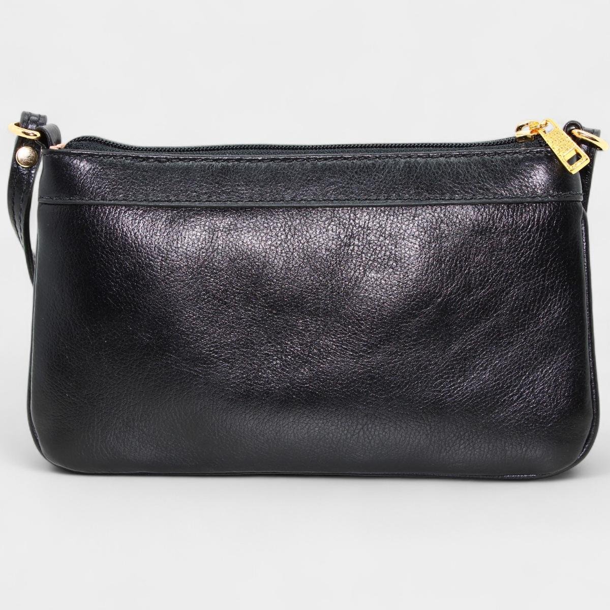 Bolsa Crossbody Classe Couro Legítimo Casual Kelly Feminina - Preto Preto 5