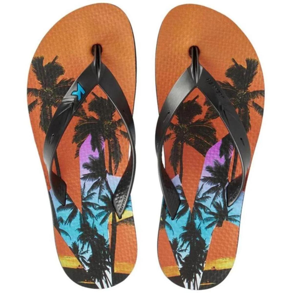 Chinelo Infantil Kenner Summer Tropical Kids - Laranja e Preto Laranja/Preto 2