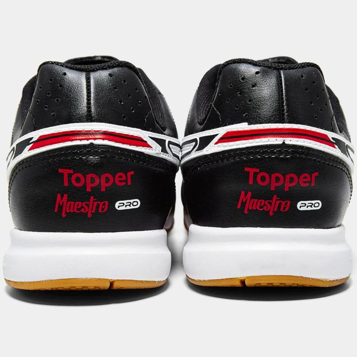 Chuteira Futsal Topper Maestro PRO V Unissex - Preto e Branco Preto/Branco 7