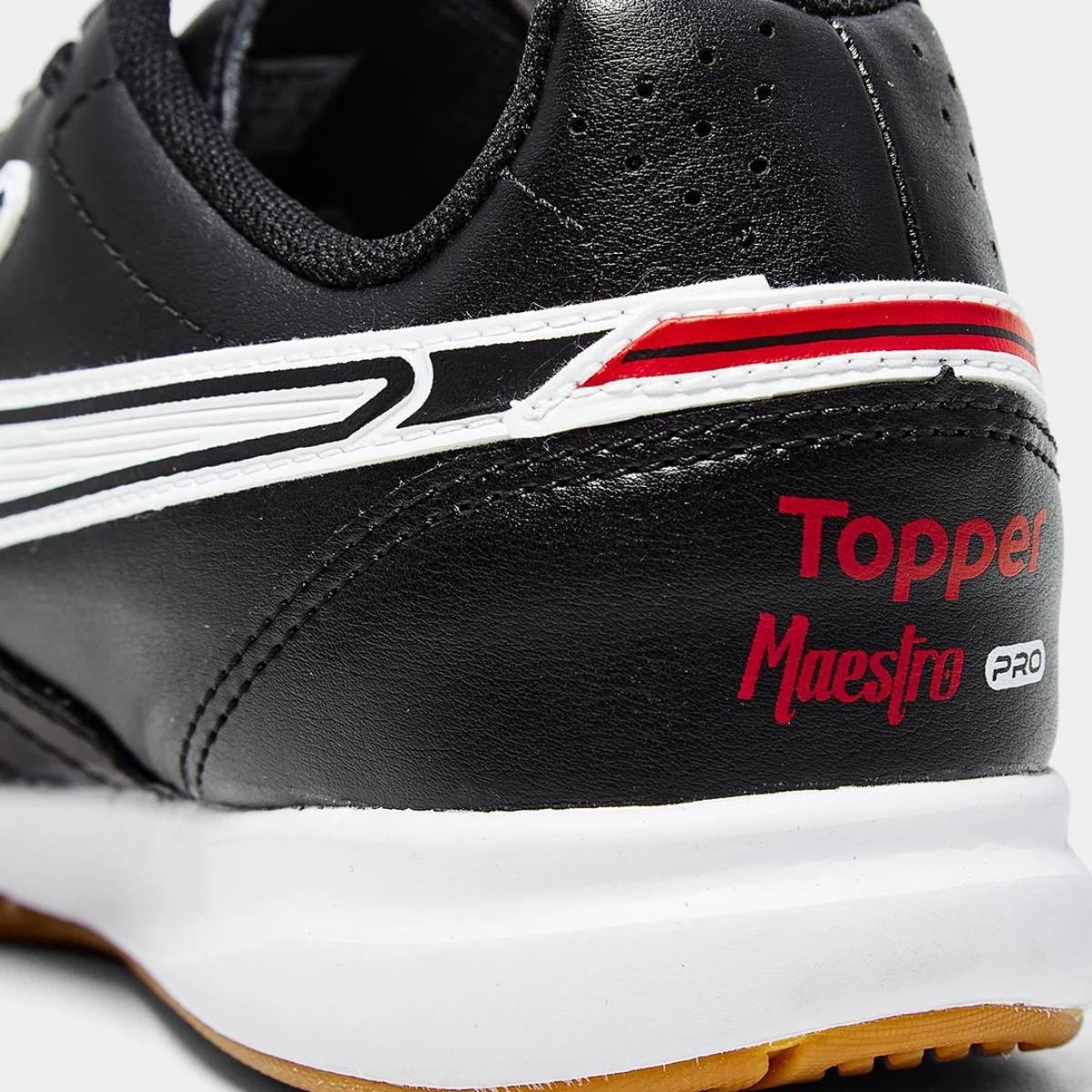Chuteira Futsal Topper Maestro PRO V Unissex - Preto e Branco Preto/Branco 8