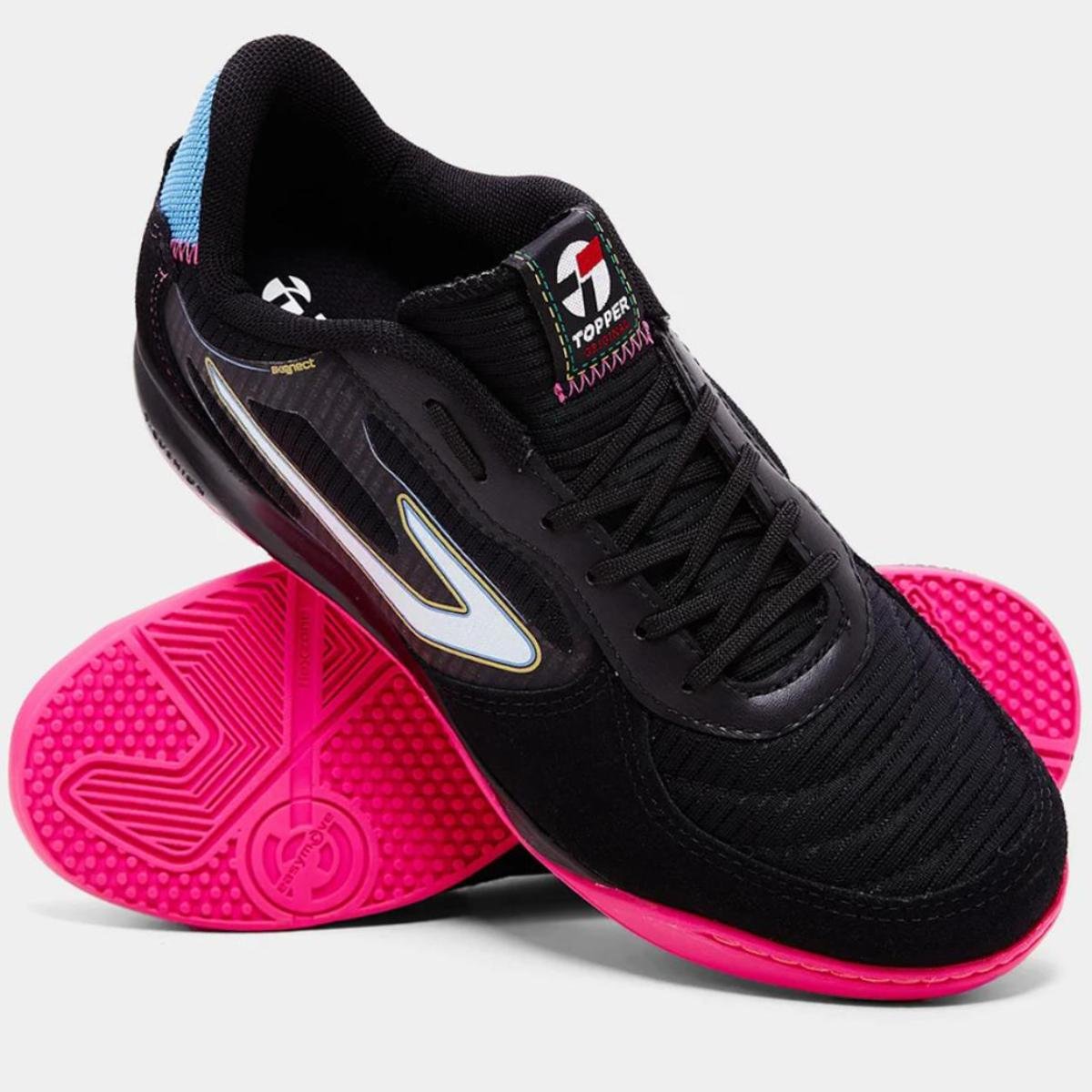 Chuteira Futsal Topper Letra IV Unissex - Preto e Azul