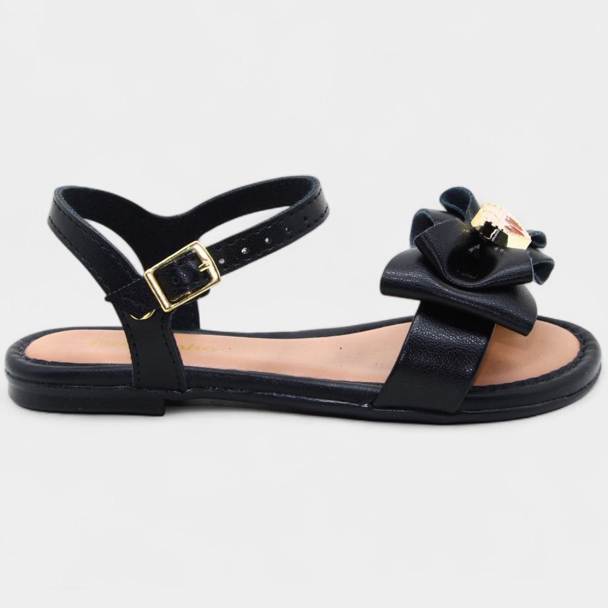 Sandália Infantil Molekinha Laço Detalhe - Preto Preto 2