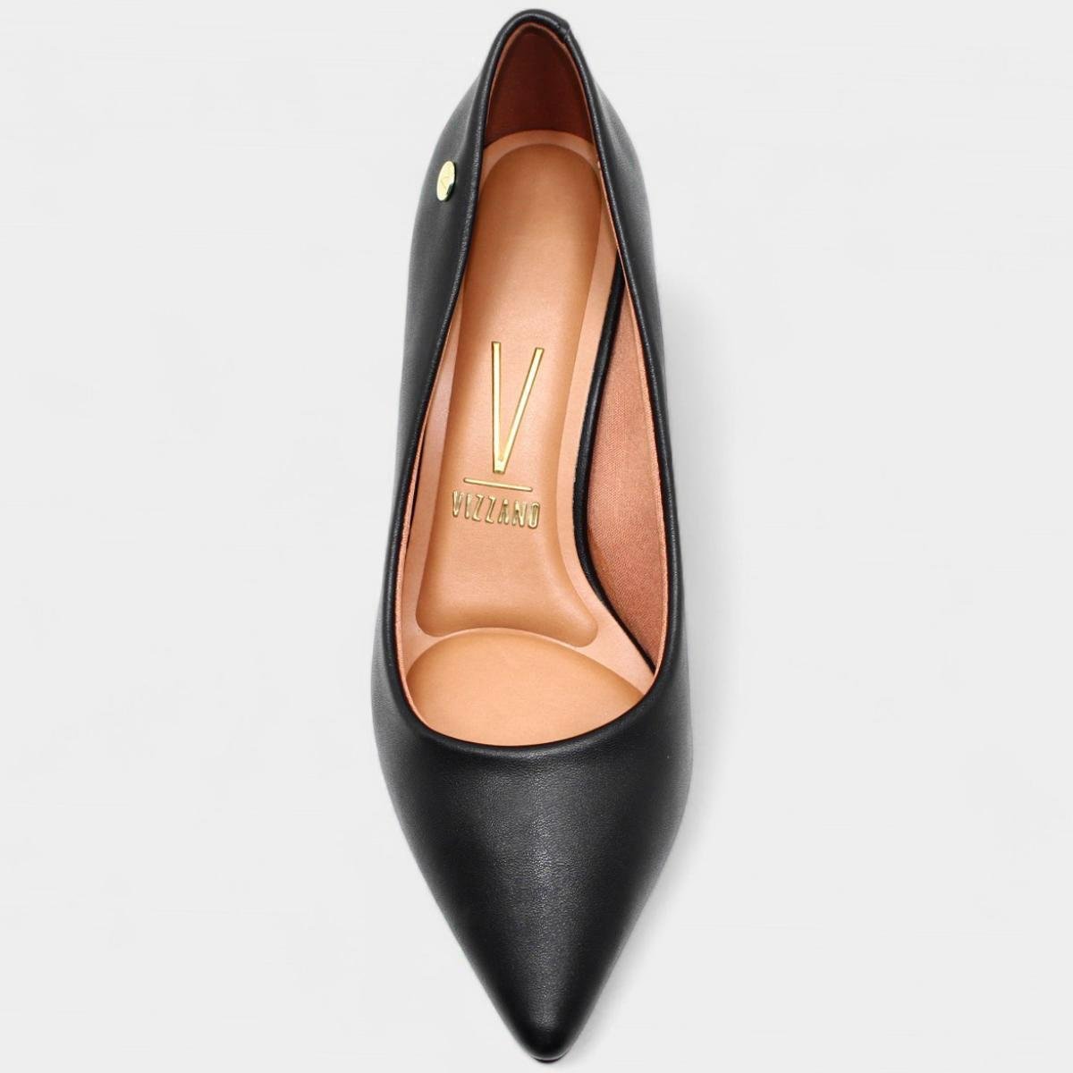 Scarpin Vizzano Salto Baixo Básico Bico Fino Feminino - Preto Preto 3