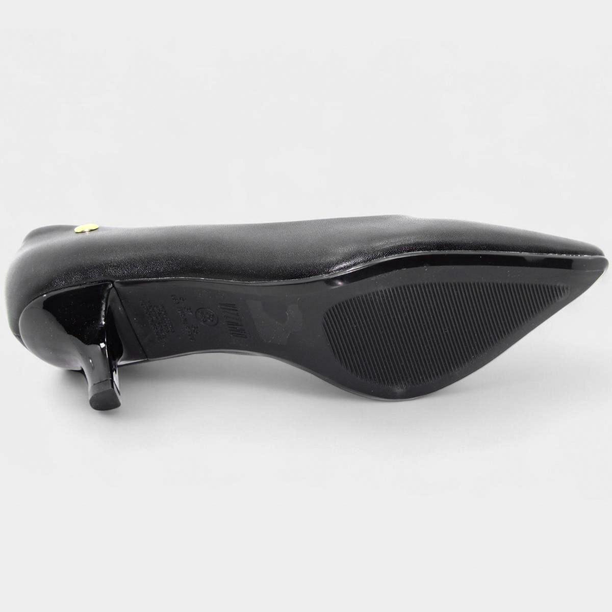 Scarpin Vizzano Salto Baixo Básico Bico Fino Feminino - Preto Preto 5