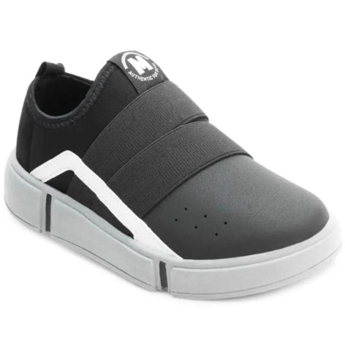 Slip On Infantil Molekinho Recortes Elástico - Preto e Cinza