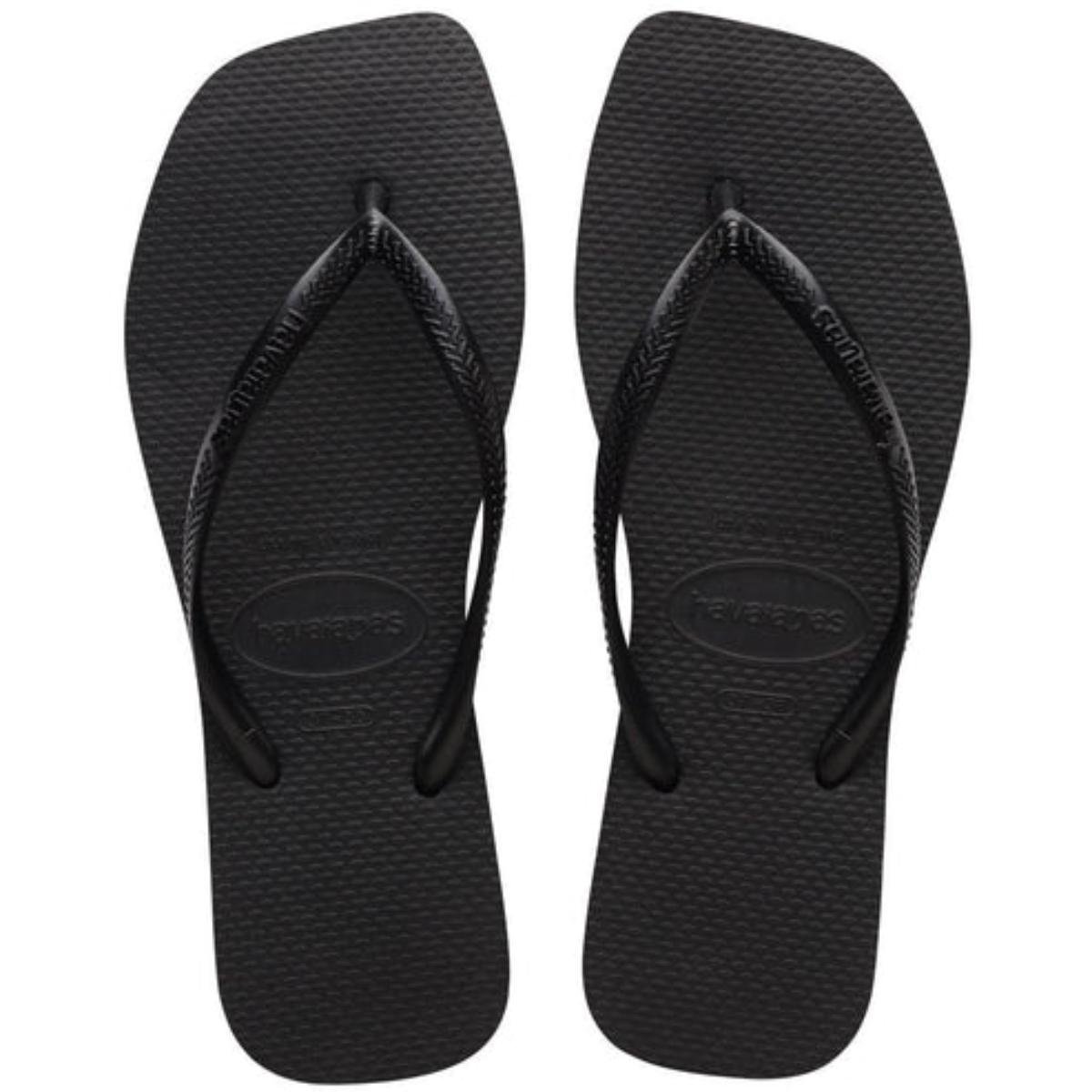 Chinelo Havaianas Slim Square Logo Metallic Feminino - Preto