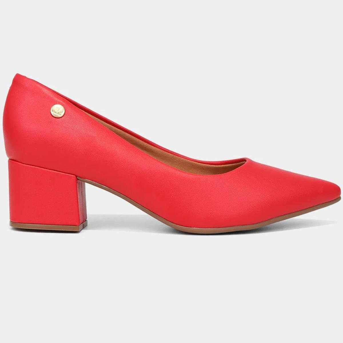 Scarpin Vizzano Bico Fino Salto Bloco - Vermelho Vermelho 2