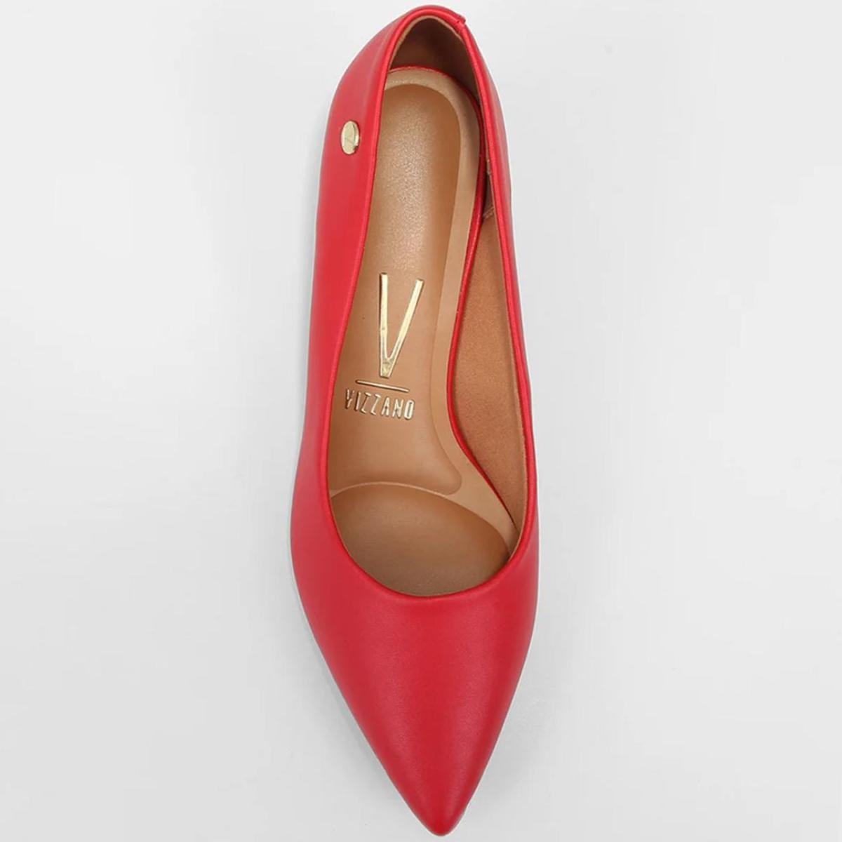 Scarpin Vizzano Bico Fino Salto Bloco - Vermelho Vermelho 3