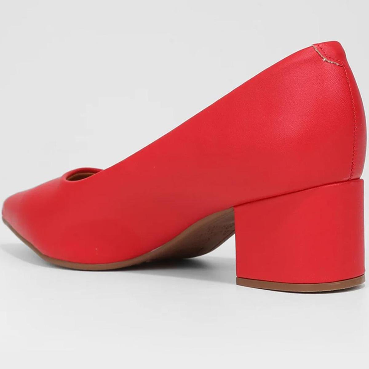 Scarpin Vizzano Bico Fino Salto Bloco - Vermelho Vermelho 4