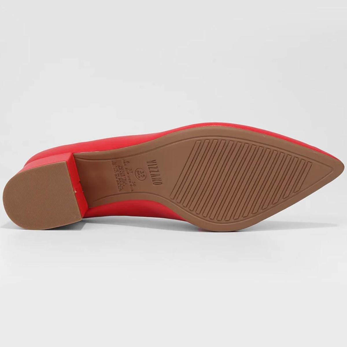 Scarpin Vizzano Bico Fino Salto Bloco - Vermelho Vermelho 5