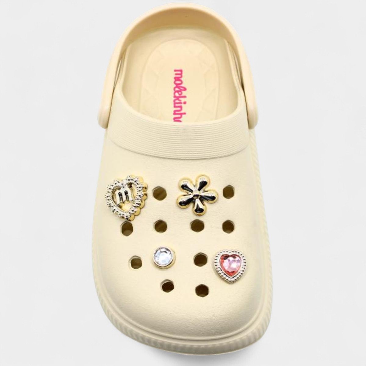 Babuche Infantil Molekinha Pins Menina - Creme Bege 3