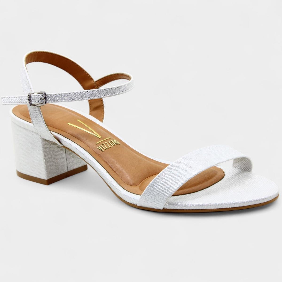 Sandália Vizzano Linho Salto Médio Feminina - Prata