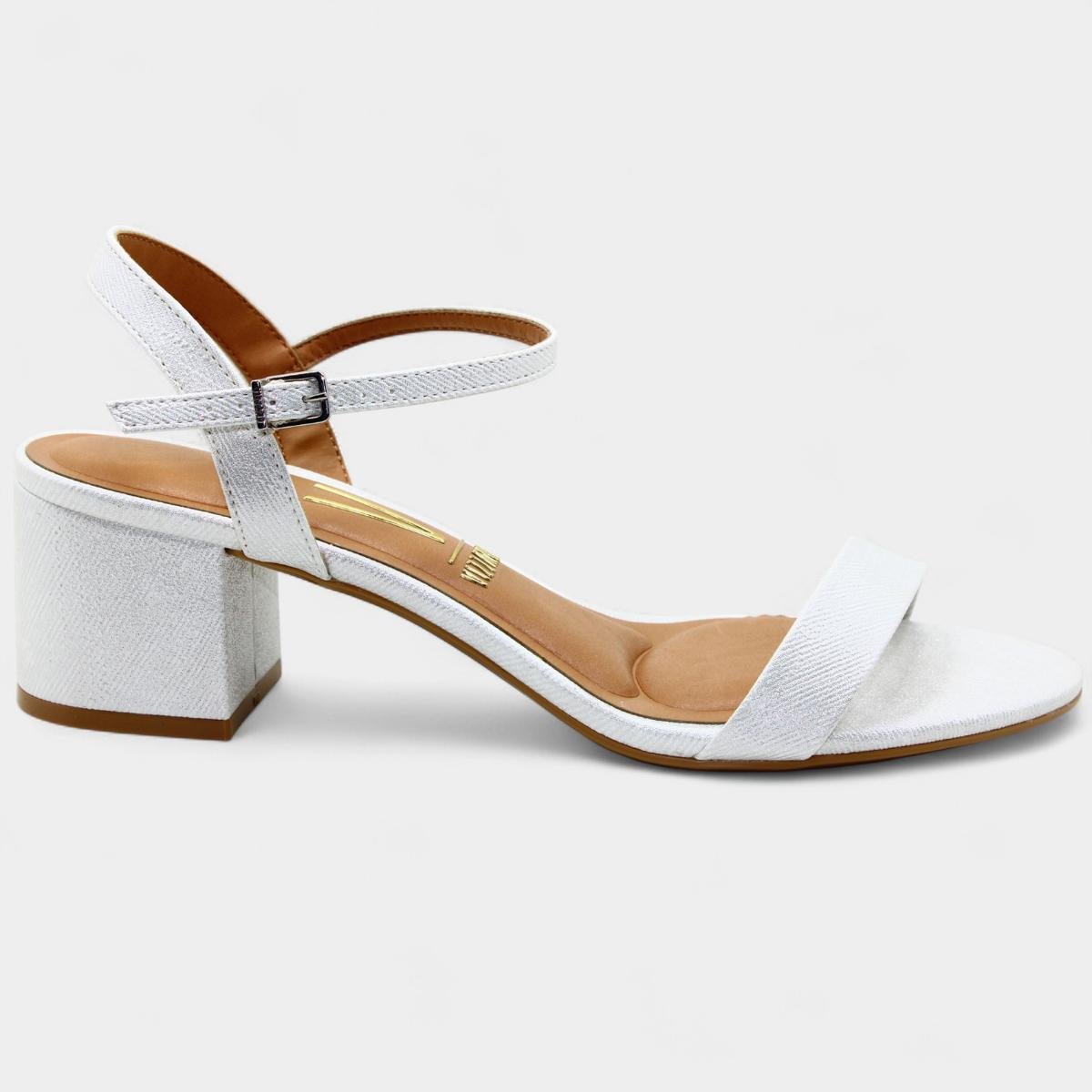 Sandália Vizzano Linho Salto Médio Feminina - Prata Prata 2