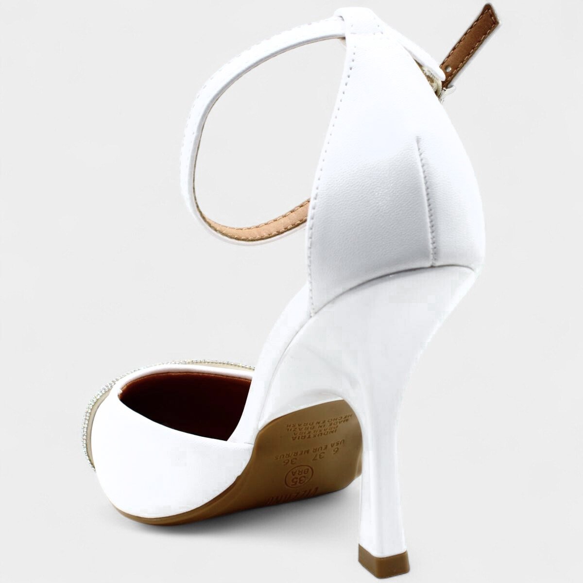 Scarpin Vizzano Strass Salto Médio Feminino - Branco Branco 4