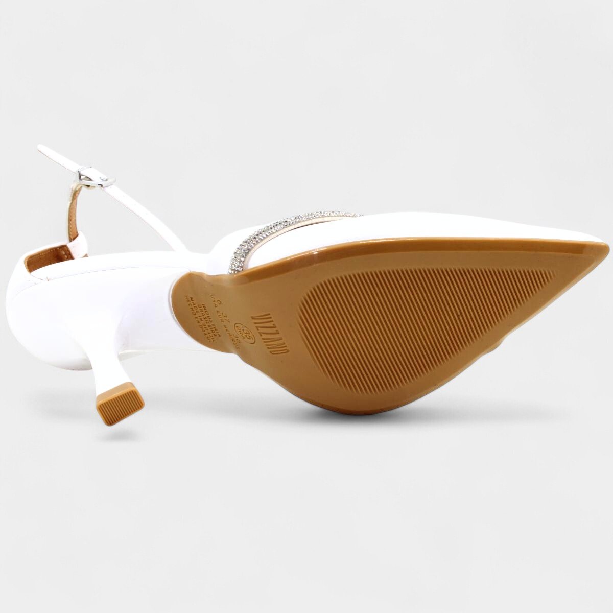 Scarpin Vizzano Strass Salto Médio Feminino - Branco Branco 5