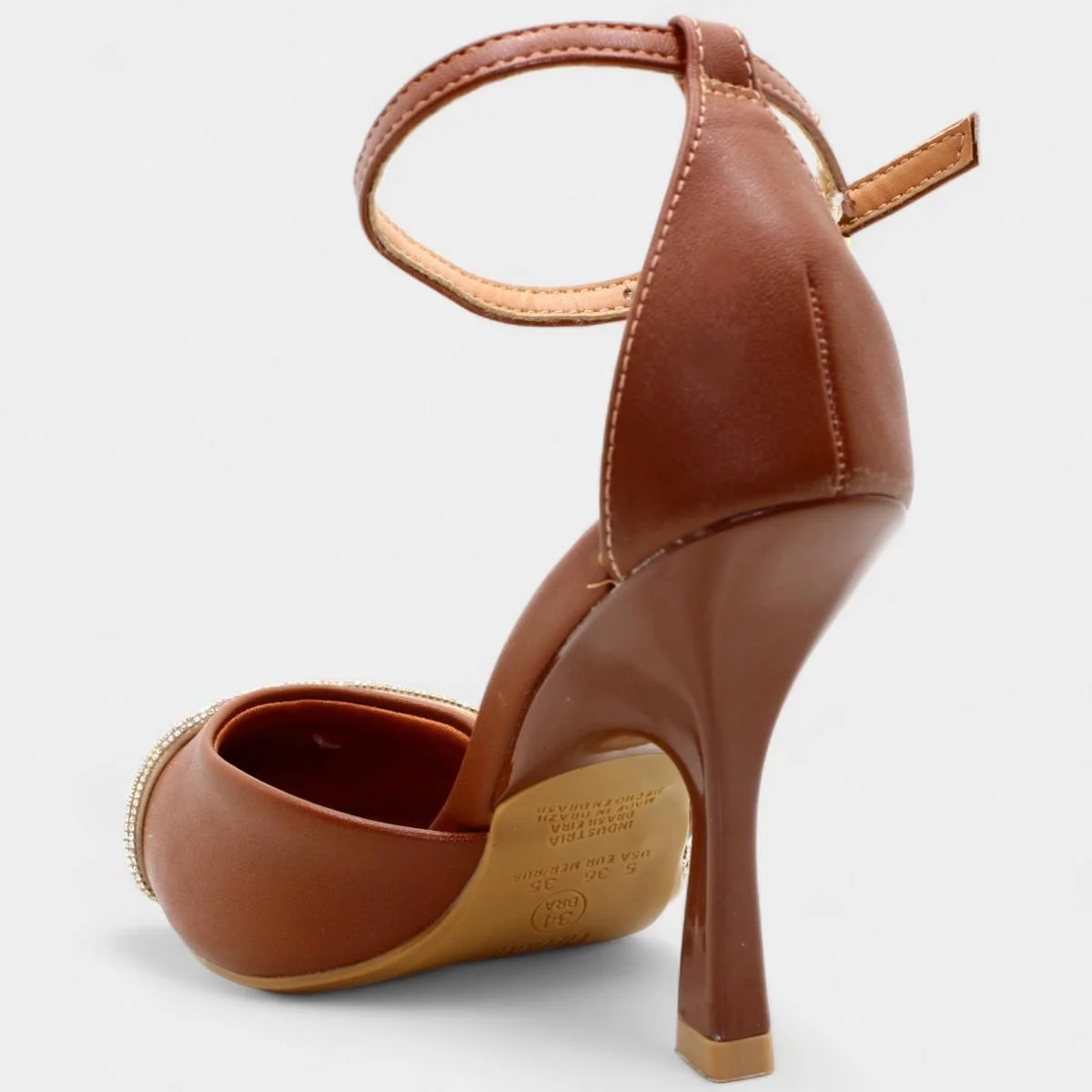 Scarpin Vizzano Strass Salto Médio Feminino - Marrom Marrom 4