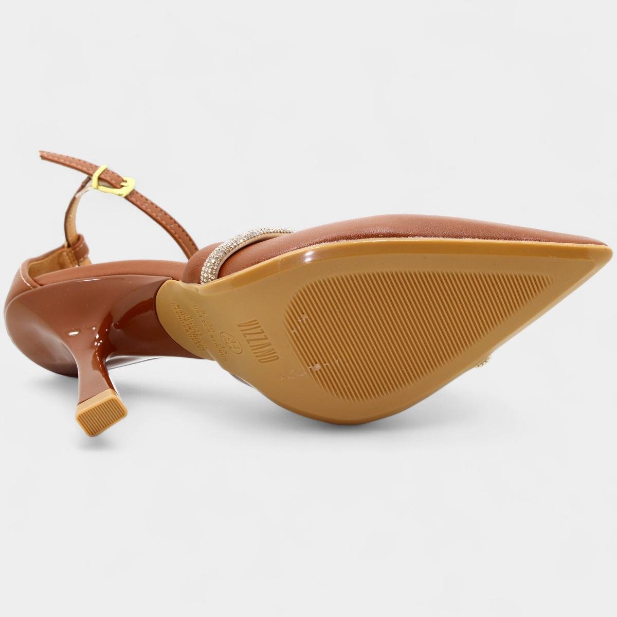 Scarpin Vizzano Strass Salto Médio Feminino - Marrom Marrom 5