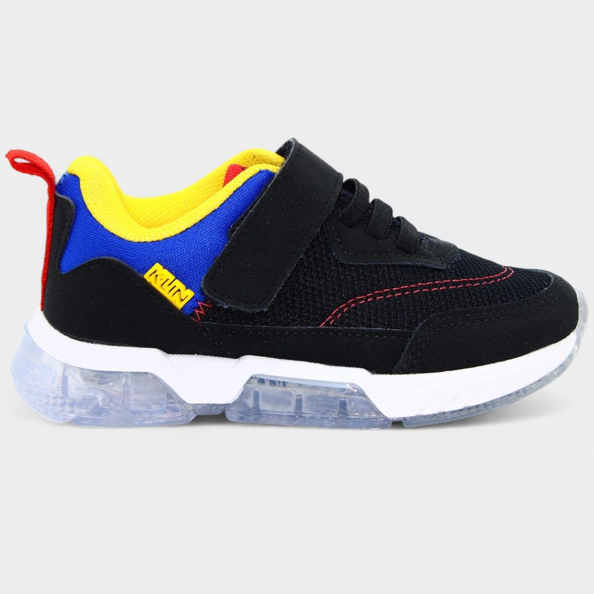 Tênis Infantil Klin Colorido Light Led Menino - Preto e Azul Preto/Azul 2