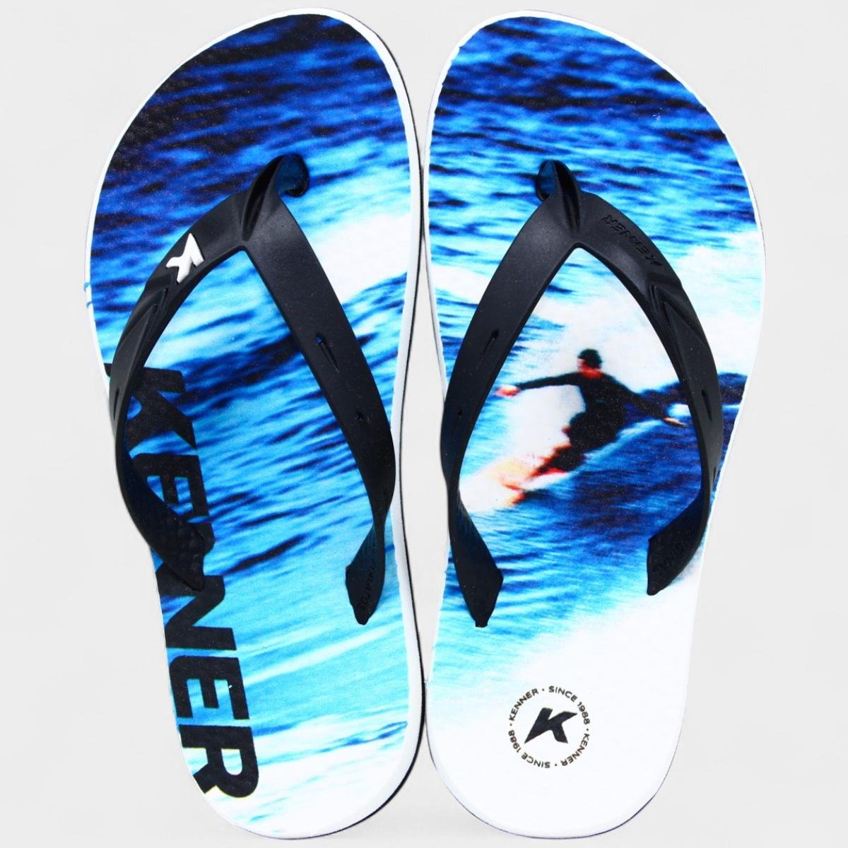 Chinelo Infantil Kenner Summer Surf Kids - Branco e Azul Branco/Azul 2
