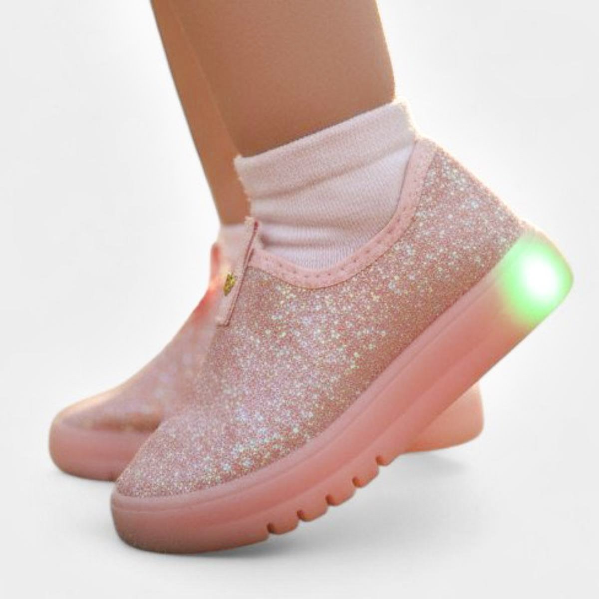 Tênis Molekinha Infantil Glitter Led Menina - Rosa Rosa 5