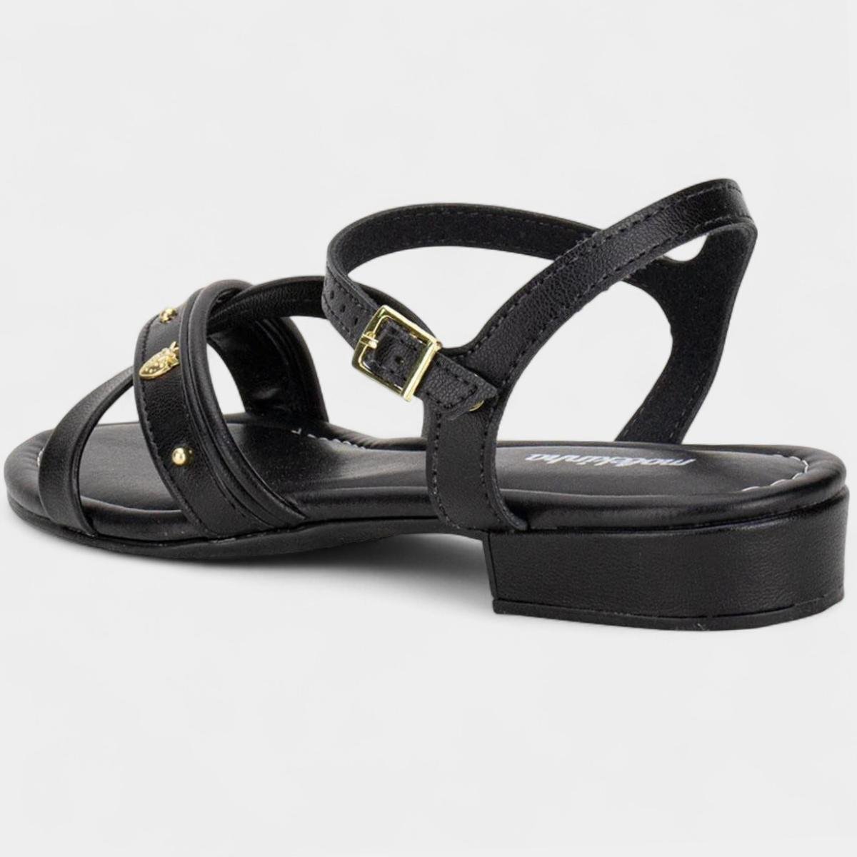 Sandália Infantil Molekinha Tira Cruzada Salto Menina - Preto Preto 4