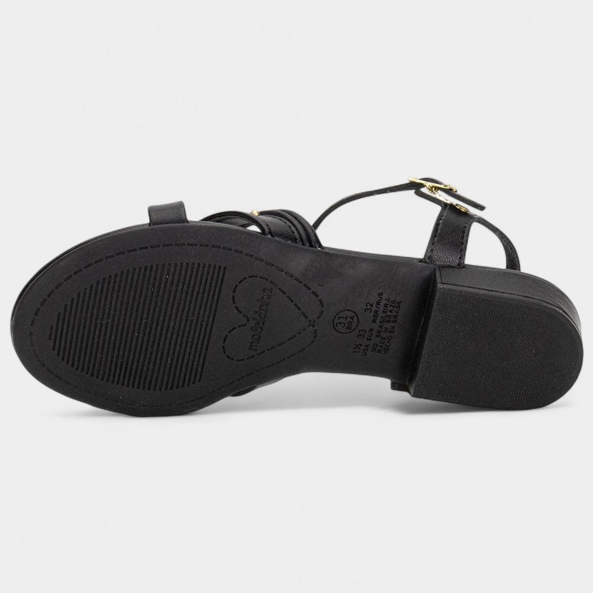 Sandália Infantil Molekinha Tira Cruzada Salto Menina - Preto Preto 5