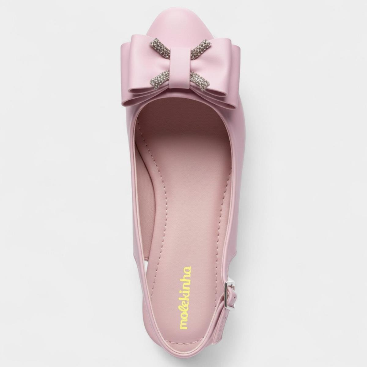 Sapatilha Slingback Molekinha Laço Strass Infantil - Rosa Rosa 3