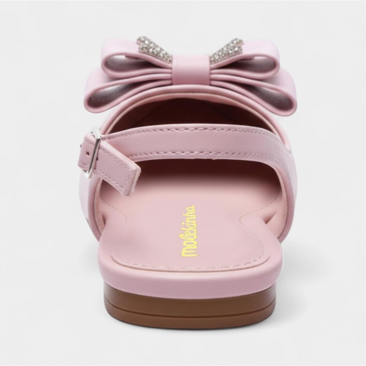 Sapatilha Slingback Molekinha Laço Strass Infantil - Rosa Rosa 4