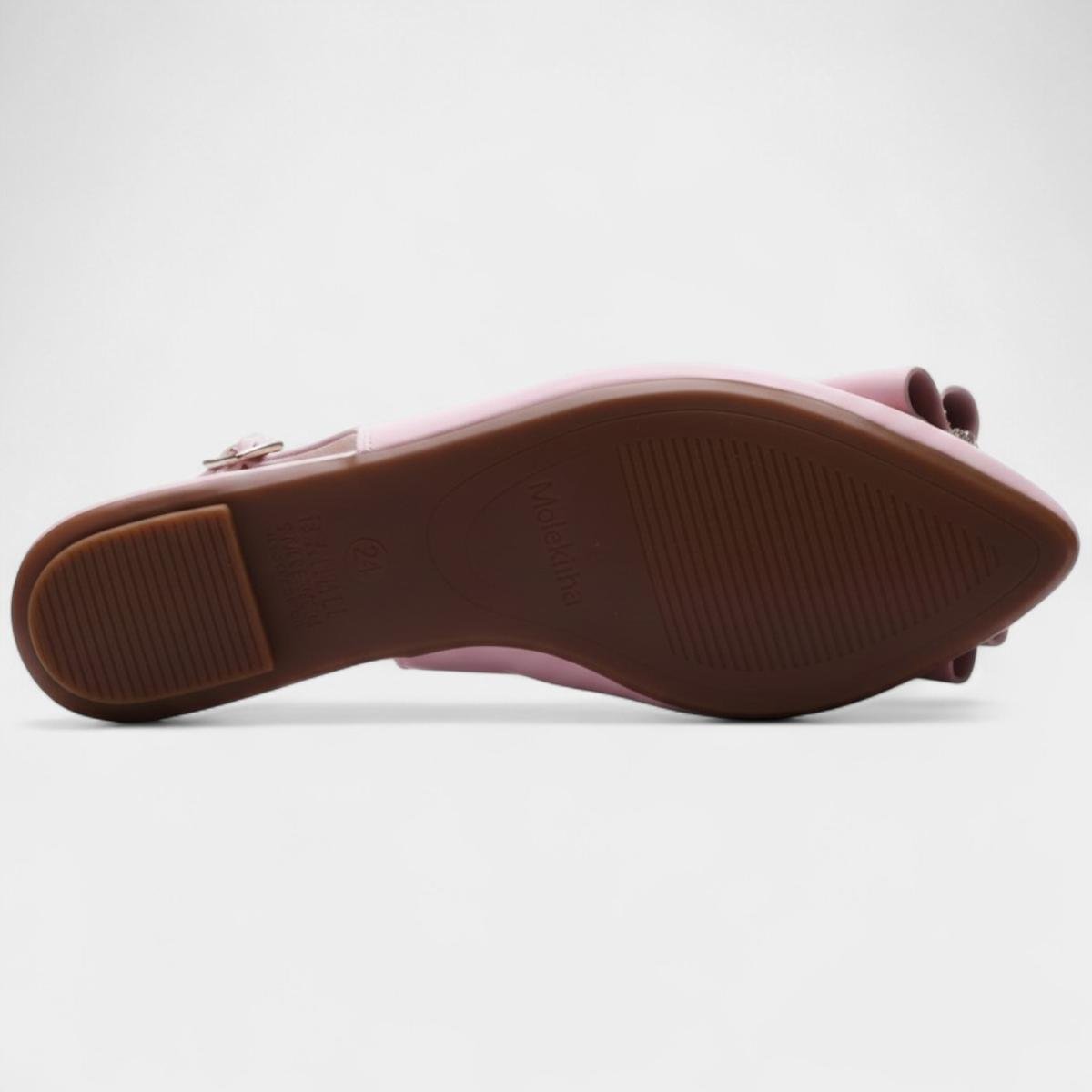Sapatilha Slingback Molekinha Laço Strass Infantil - Rosa Rosa 5