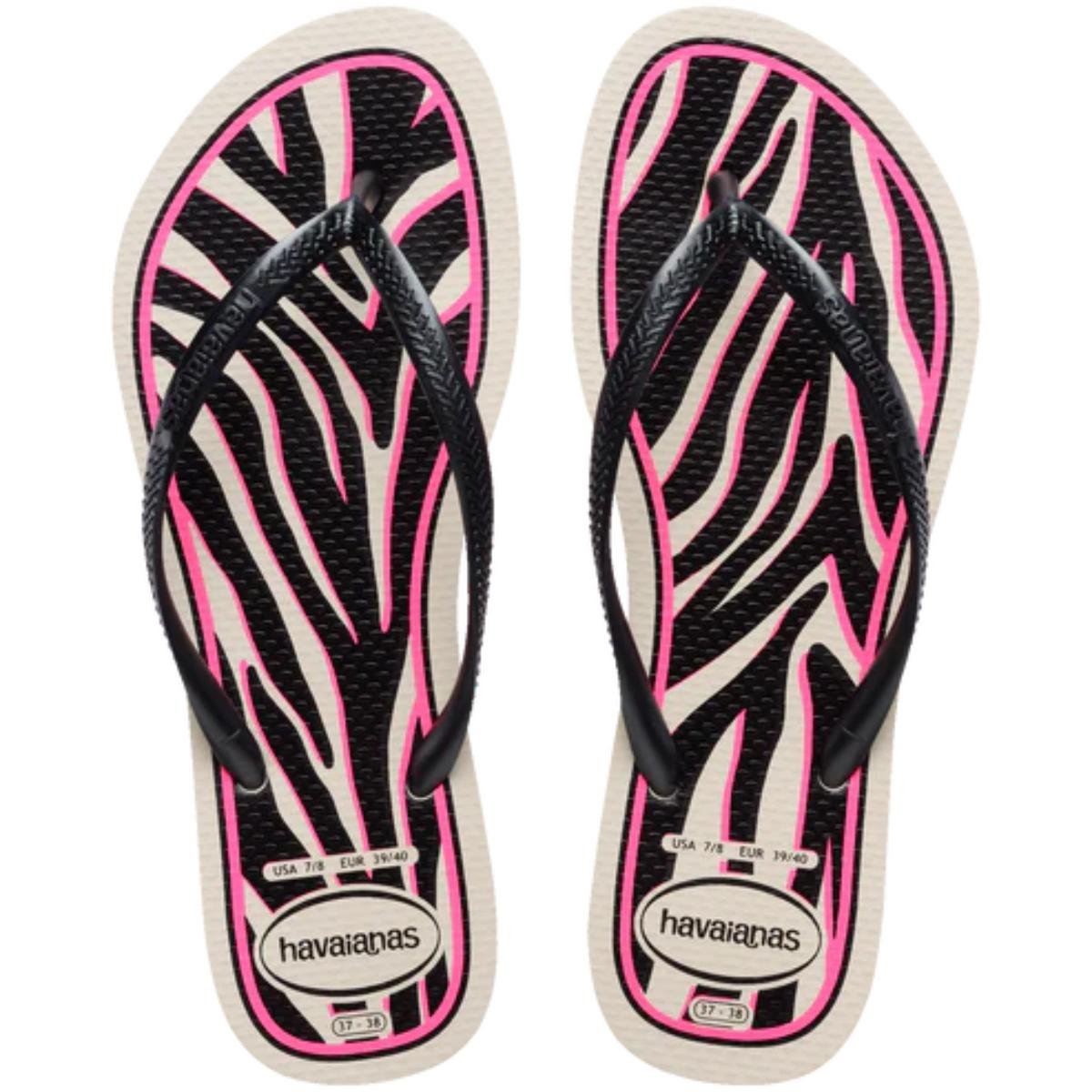 Chinelo Havaianas Slim Animals Feminino - Bege Palha
