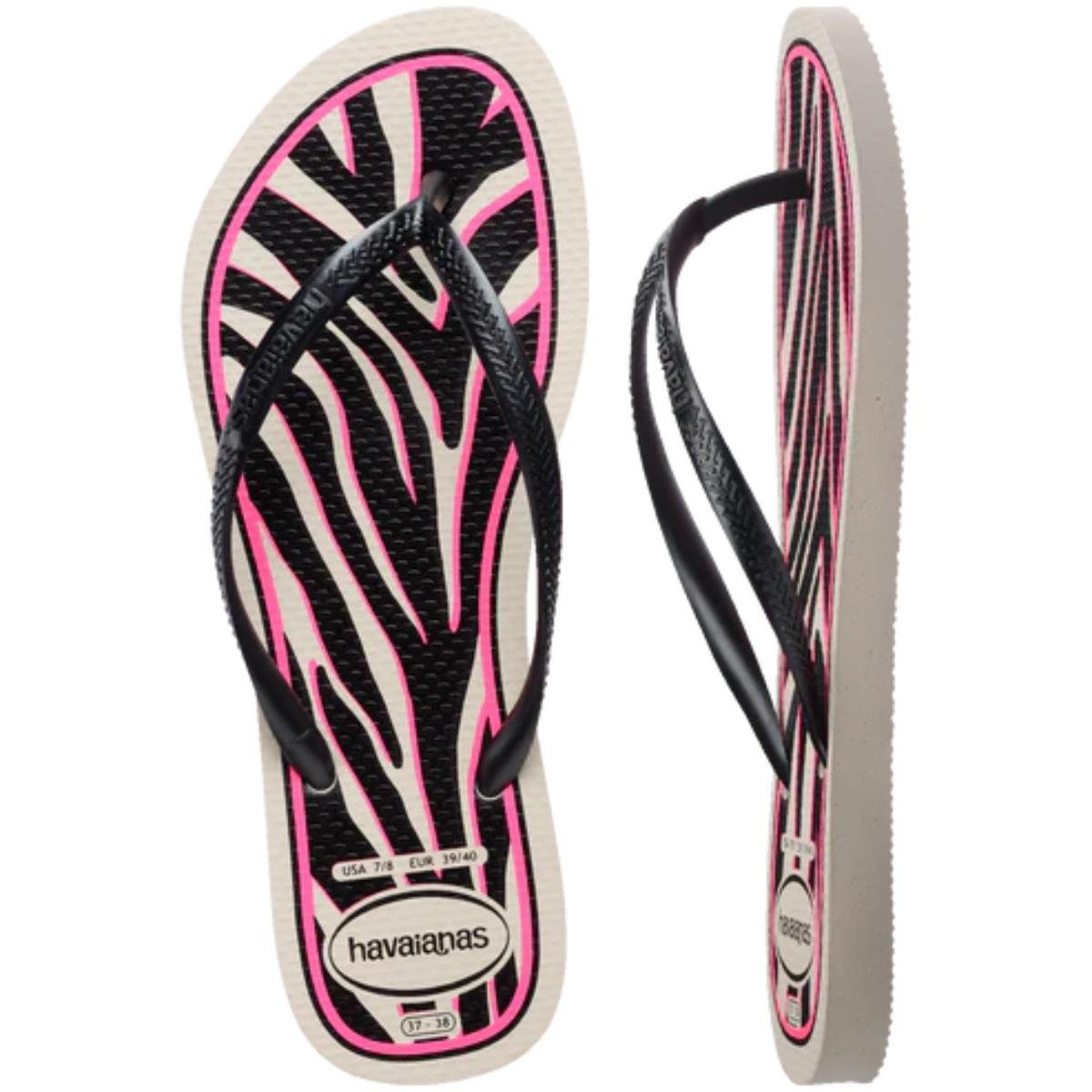 Chinelo Havaianas Slim Animals Feminino - Bege Palha Bege Palha 5