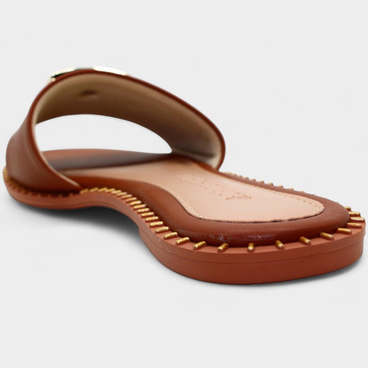 Rasteira Cia do Porto Estilo Dourado Feminina - Marrom Marrom 4